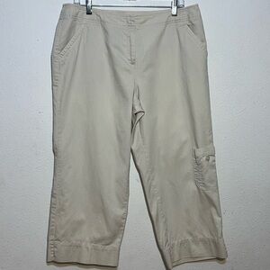 J.Jill Womens Light Corduroy Ribbed Wide Leg Cargo Pants Size 14